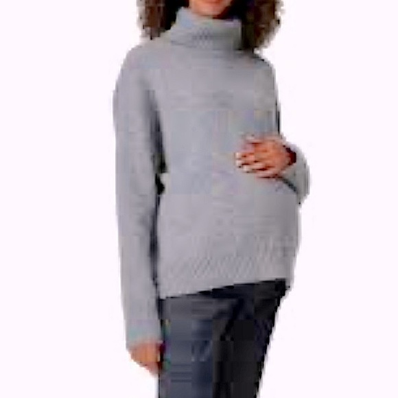 Isabel Maternity Cute and Cozy Cable Knit Turtleneck Tunic Sweater Size Small - Picture 2 of 11